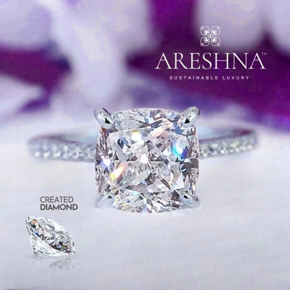 5 Carat Cushion Cut Lab Created Diamond Engagement Ring Promise Wedding Ring - Picture 1 of 13